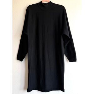 Vintage Claude Vernet 100% Merino Wool Dolman Sleeve Knit Dress in Black size M